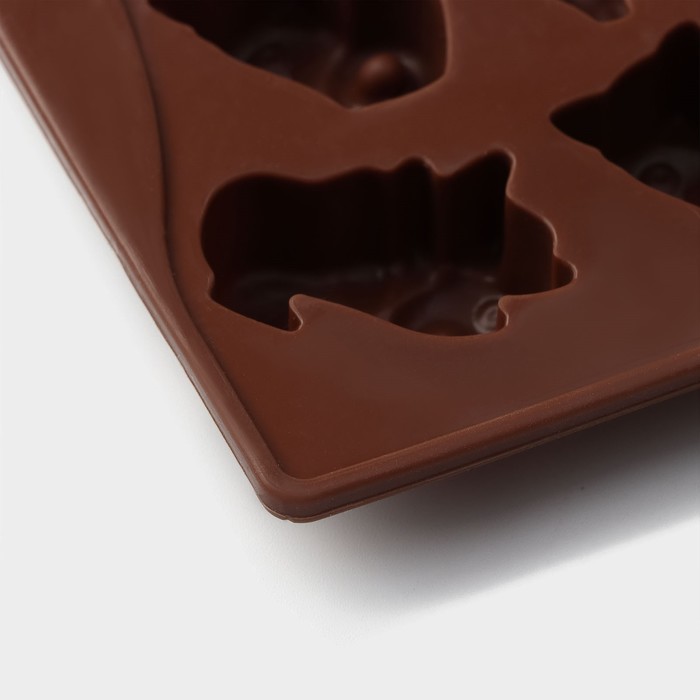 Форма для льда и шоколада "Кошки", 16 ячеек, цвет шоколадный