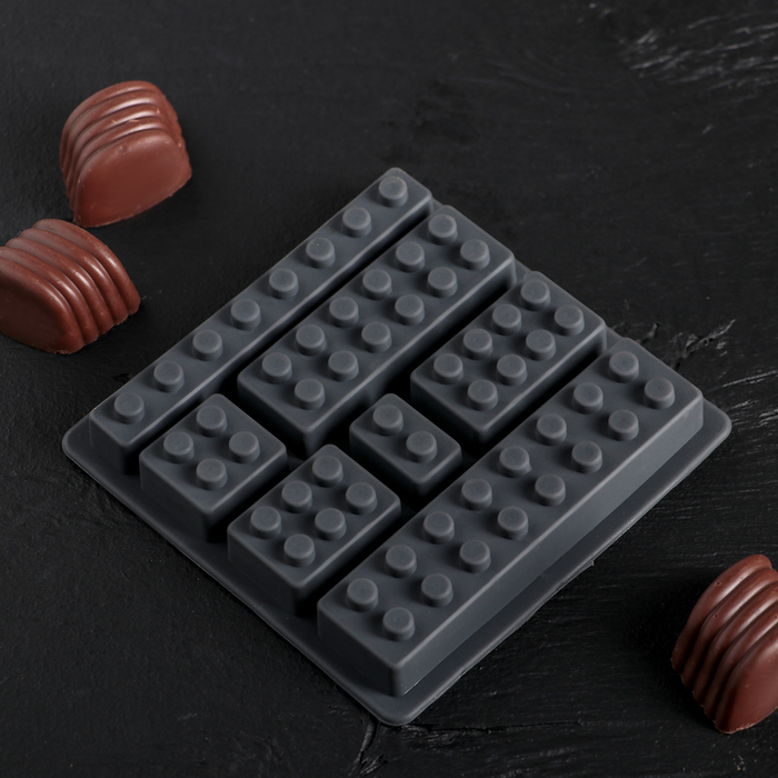 Форма для льда и шоколада "Конструктор", 7 ячеек, цвета МИКС