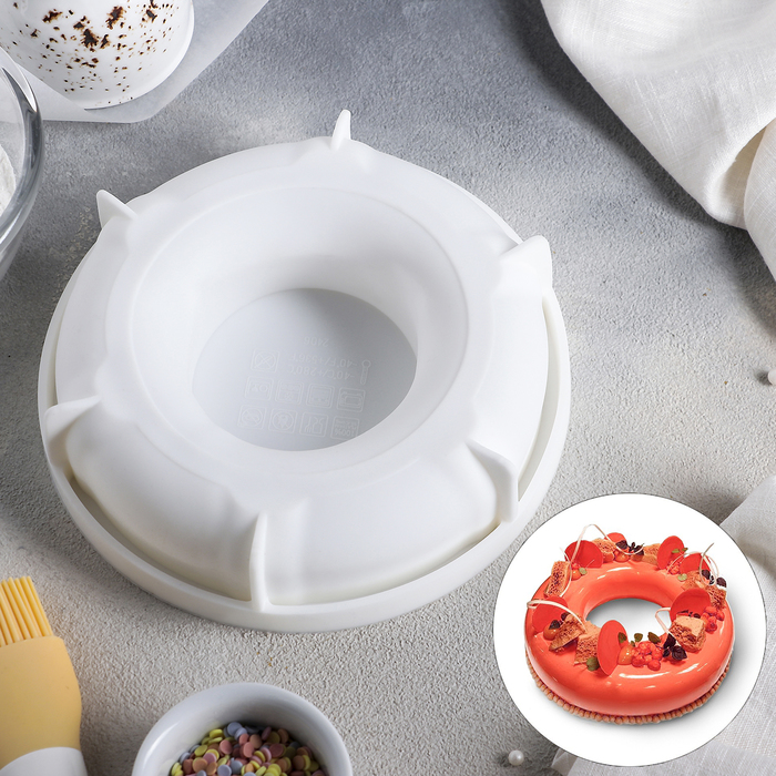 Форма для выпечки и муссовых десертов 17,3х4,3 см "Пончик", цвет белый