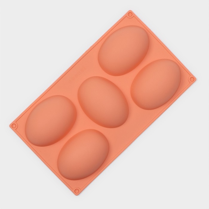 Форма для выпечки Доляна «Яйцо», силикон, 30×17,5 см, 5 ячеек (10×7×3,5 см), цвет МИКС силиконовая форма для выпечки доляна арбузные дольки 6 ячеек 4×2 5 см 19×11×1 5 см цвет микс