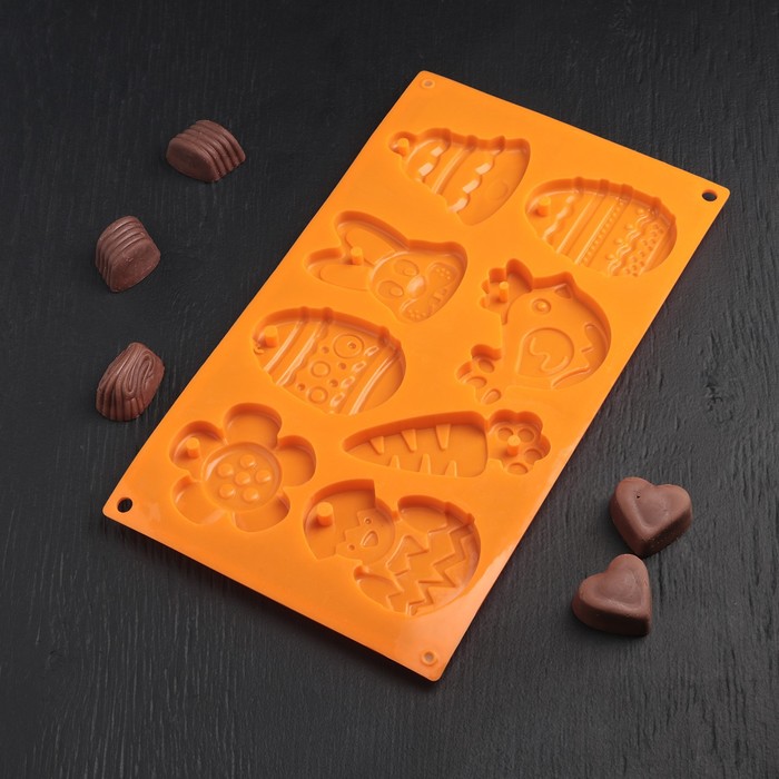 Форма для шоколада Доляна «Животные», 30×17×1 см, 8 ячеек (7,7×6 см), цвет МИКС