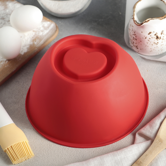 Форма для выпечки 20х9,3 см "Круг с сердцем", цвета МИКС