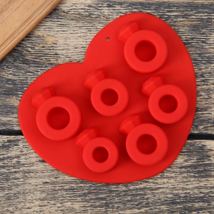 Форма для льда и шоколада "Перстень", 6 ячеек, цвета МИКС