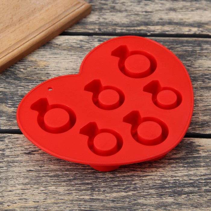 Форма для льда и шоколада "Перстень", 6 ячеек, цвета МИКС