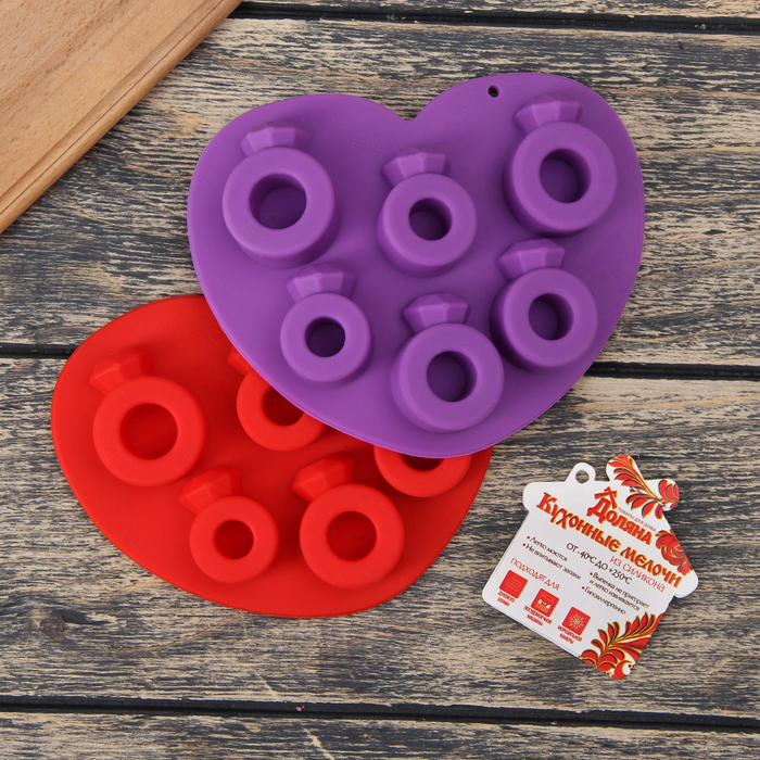 Форма для льда и шоколада "Перстень", 6 ячеек, цвета МИКС