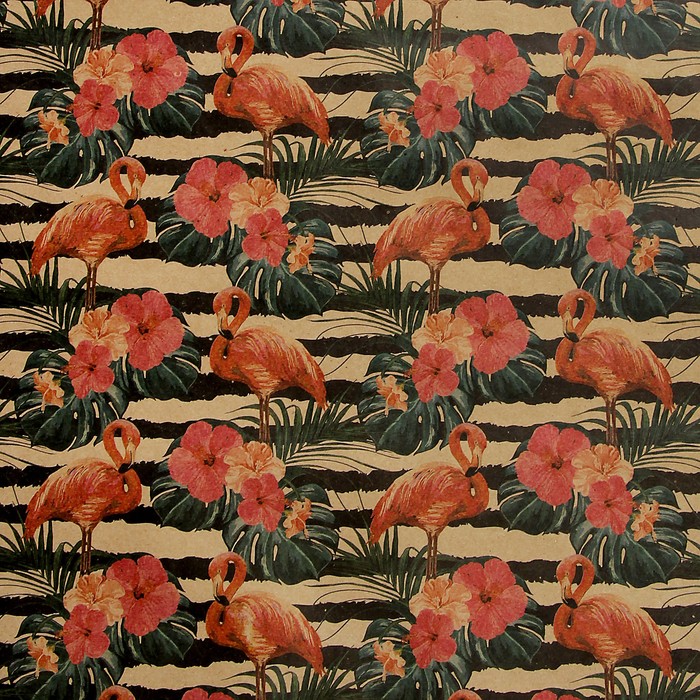 Бумага упаковочная крафт "Розовый фламинго", 70 х 100 см