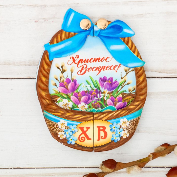 Магнит раздвижной в форме корзинки "Цветы"