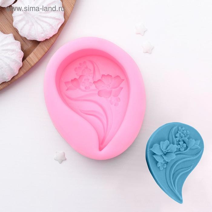 Молд 9х7,5х3,8 см "Цветы в капле", цвет розовый