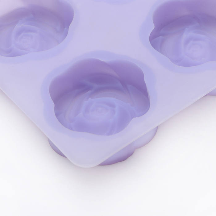 Молд 23х15,8х2,5 см "Розы", 6 ячеек, цвет сиреневый