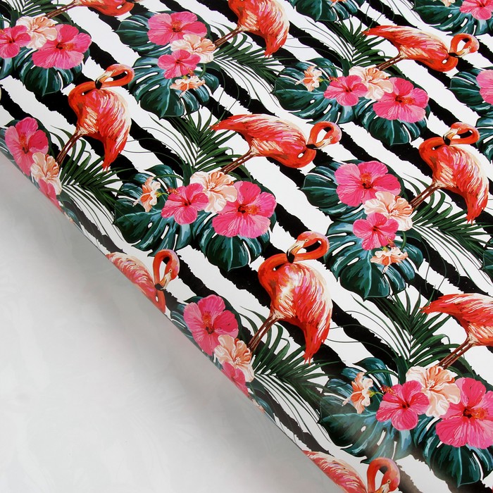 Бумага упаковочная "Розовый фламинго", 70 х 100 см