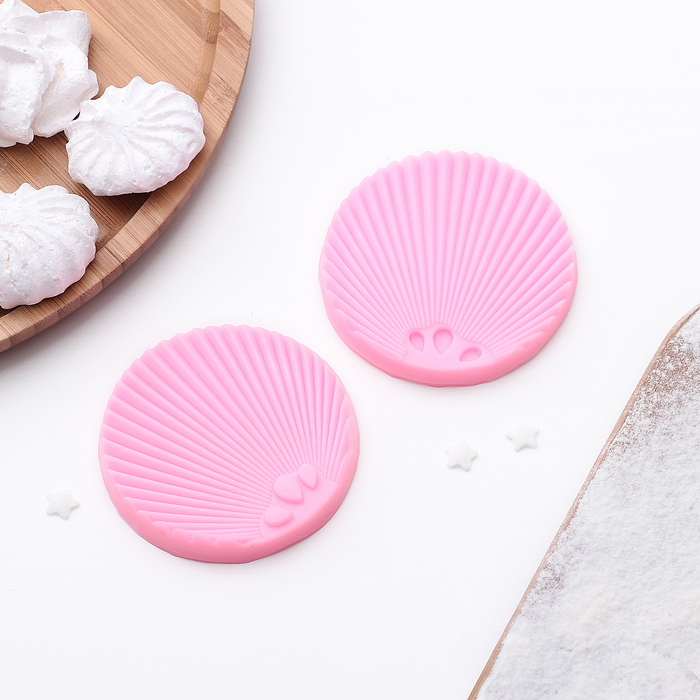 Молд, 2 части, 7,1х1,2 см "Лист. Ракушка", цвет розовый