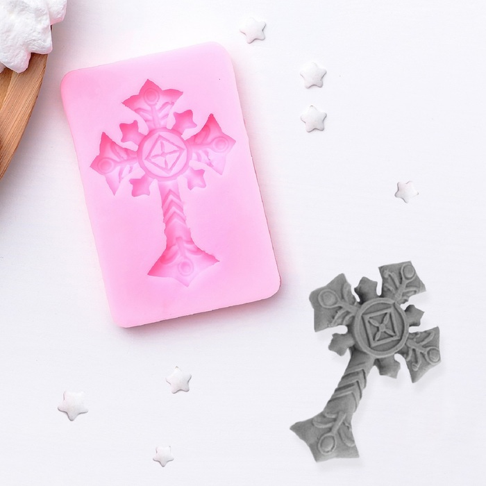 Молд 9,3х6,1х1 см "Крест", цвет розовый