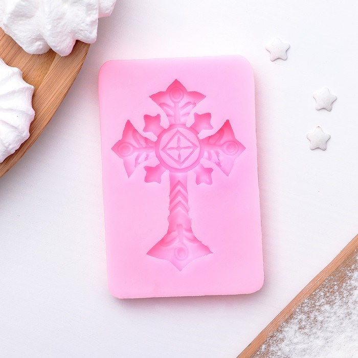 Молд 9,3х6,1х1 см "Крест", цвет розовый