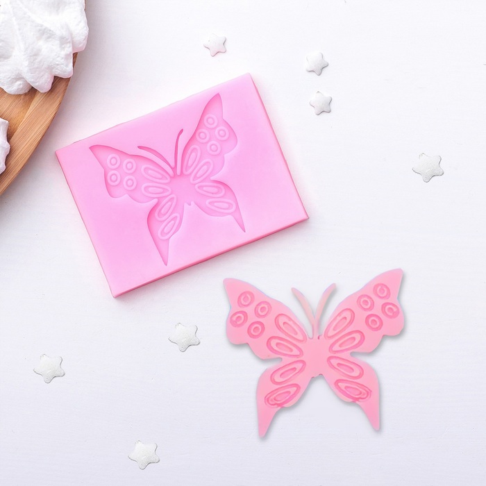 Молд 8,4х6,2х0,7 см "Бабочка", цвет розовый