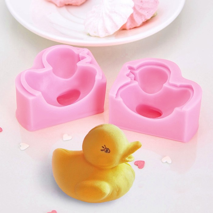 Молд, 2 части, 6х4,7х6 см "Уточка", цвет розовый