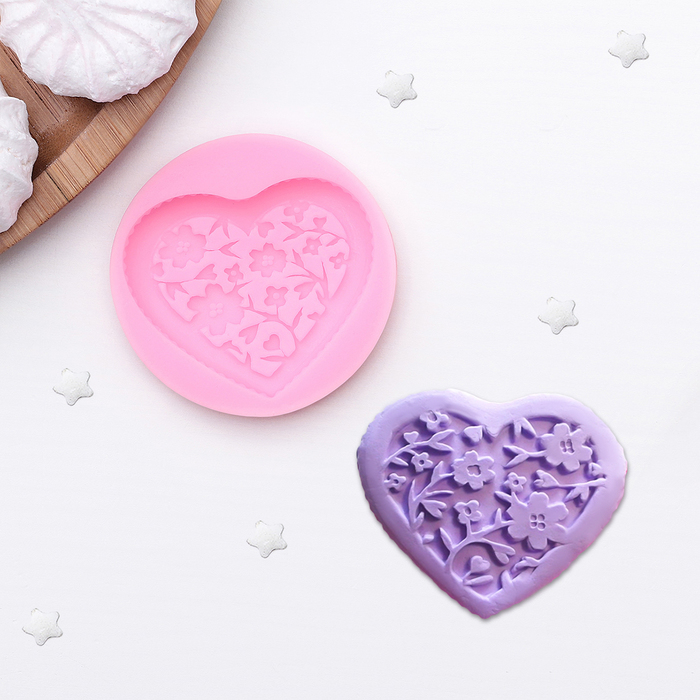 Молд 5,7х1 см "Сердце", цвет розовый