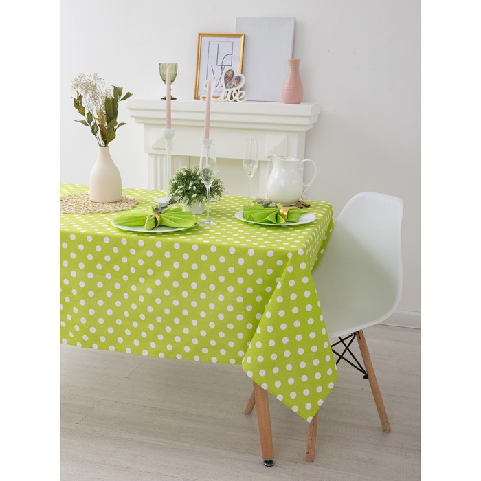 Скатерть "Этель" Зелёное яблоко (вид2) 145х300см, рогожка 100% хл