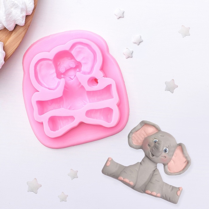 Молд 9х10,5х1,5 см "Слон", цвет розовый