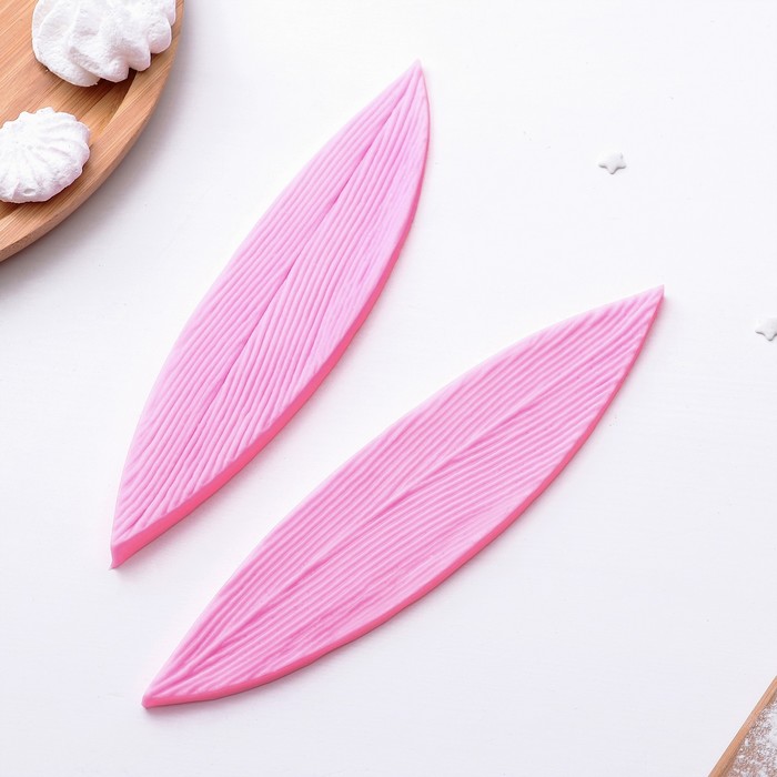 Молд, 2 части, 22,2х5,2х2,1 см "Лист", цвет розовый