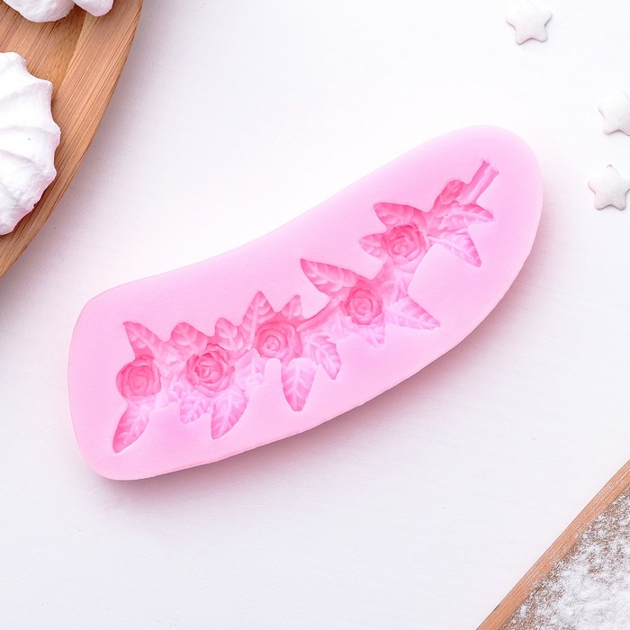 Молд 11,4х1,4 см "Вереница роз", цвет розовый