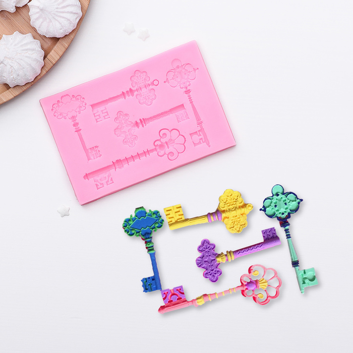 Молд 12,8х8,6х0,8 см "Пять ключей", цвет розовый