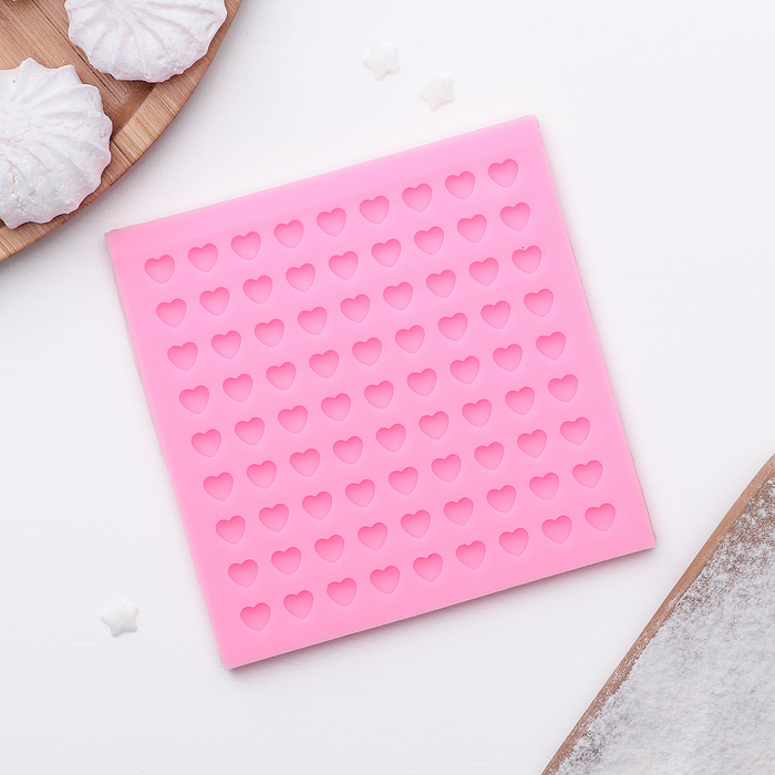 Молд 11х0,7 см "Сердца. Конфетти", цвет розовый