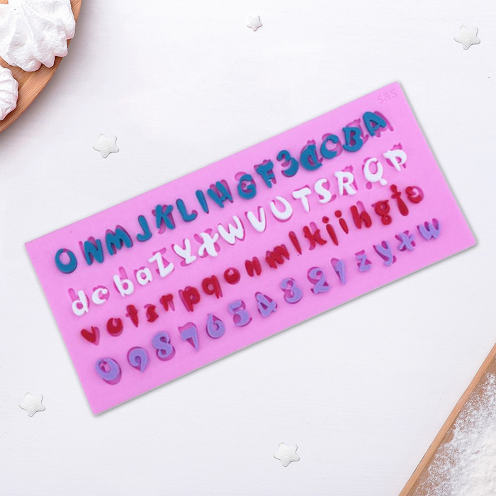 Молд 18,8х8,4х0,6 см "Цифры и английский алфавит", цвет розовый