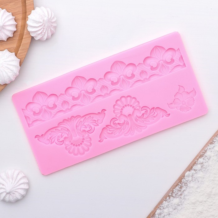 Молд 21,6х10,5х0,5 см "Лепнина", цвет розовый