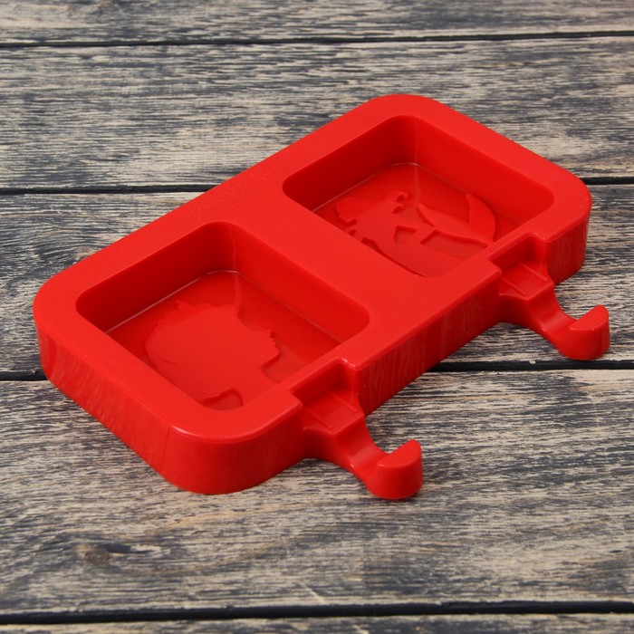 Форма для леденцов и мороженого, 2 ячейки, "Принцесса и русалочка", цвет красный