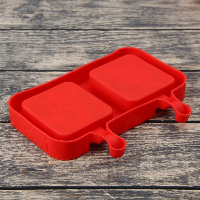 Форма для леденцов и мороженого, 2 ячейки, "Принцесса и русалочка", цвет красный