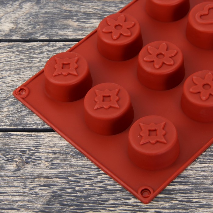 Форма для выпечки "Круг. Рисунки", 12 ячеек, цвет МИКС