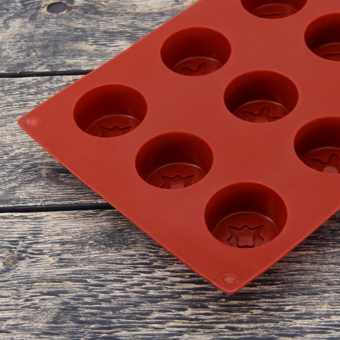 Форма для выпечки "Круг. Рисунки", 12 ячеек, цвет МИКС