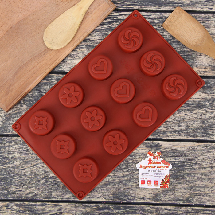 Форма для выпечки "Круг. Рисунки", 12 ячеек, цвет МИКС