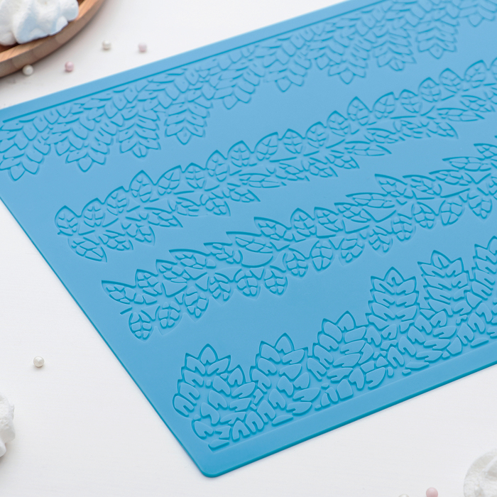 Коврик для айсинга "Листики", 4 полосы, цвет зеленый