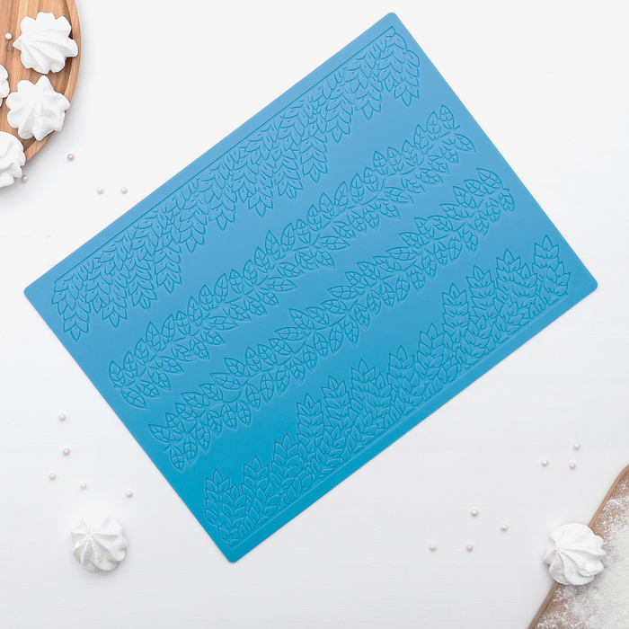 Коврик для айсинга "Листики", 4 полосы, цвет зеленый