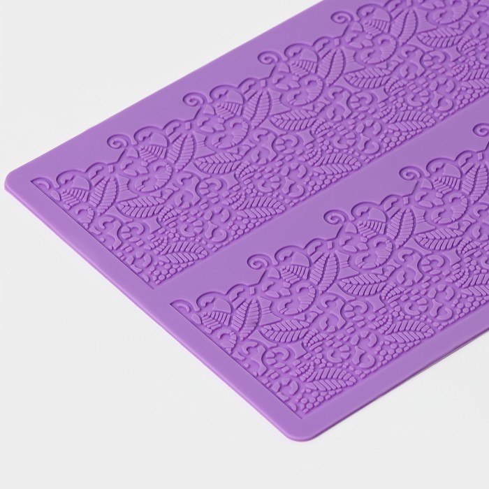 фото Силиконовый коврик для айсинга доляна «природная красота», 2 полосы, 39,5×19,5 см, цвет фиолетовый