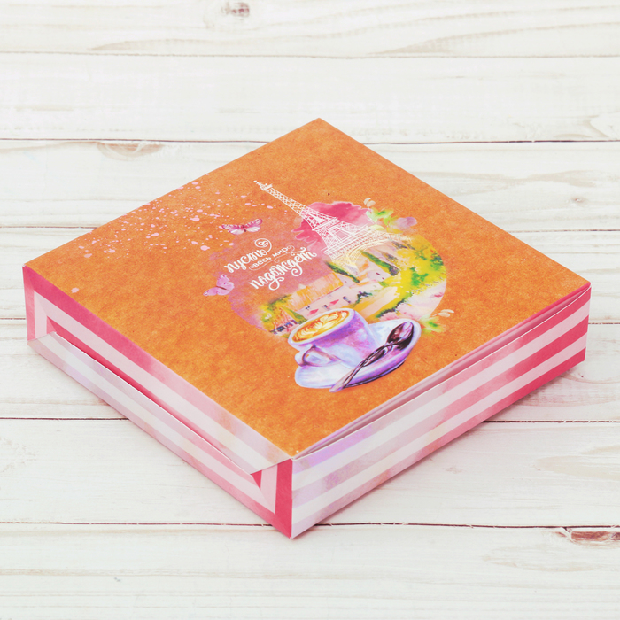 Коробки под пирожные «И пусть весь мир подождет», 14 х 14 х 3,5 см