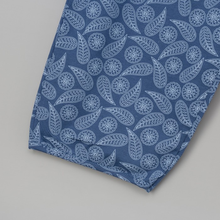 Пижама женская (футболка, бриджи) Цветочек синий, р-р 52