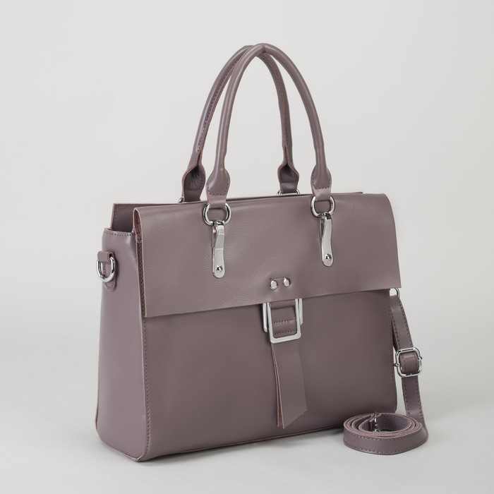 Сумка женская, отдел с перегородкой, наружный карман, длинный ремень, цвет пудровый