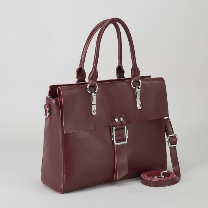 Сумка женская, отдел с перегородкой, наружный карман, длинный ремень, цвет бордовый