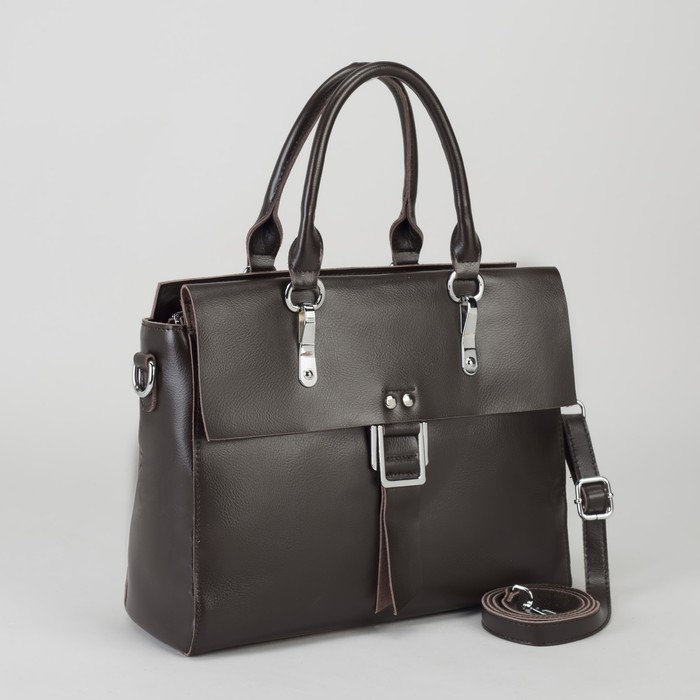 Сумка женская, отдел с перегородкой, наружный карман, длинный ремень, цвет кофе