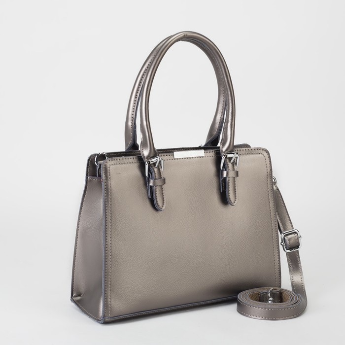 Сумка женская, отдел с перегородкой, наружный карман, длинный ремень, цвет бронзовый