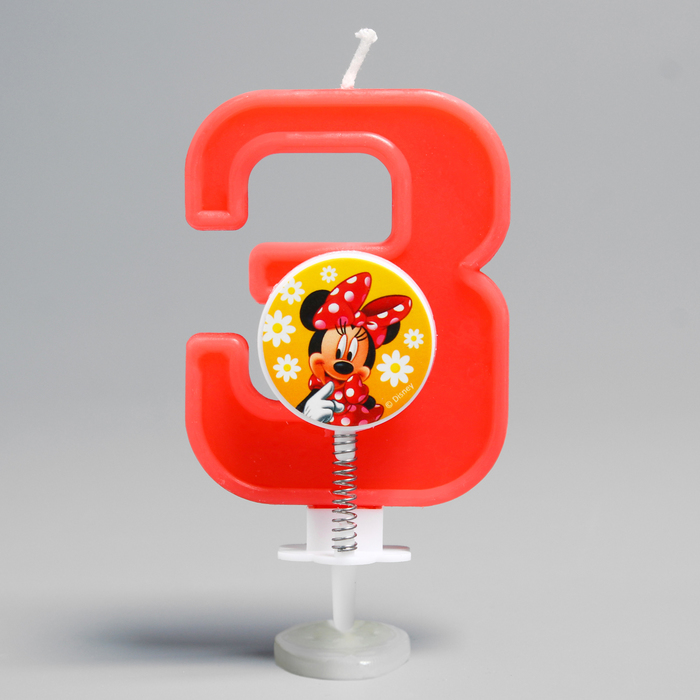 Свеча в торт цифра Дисней "3", Минни Маус