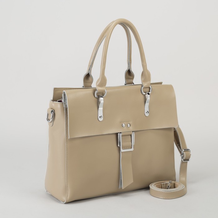 Сумка женская, отдел с перегородкой, наружный карман, длинный ремень, цвет хаки