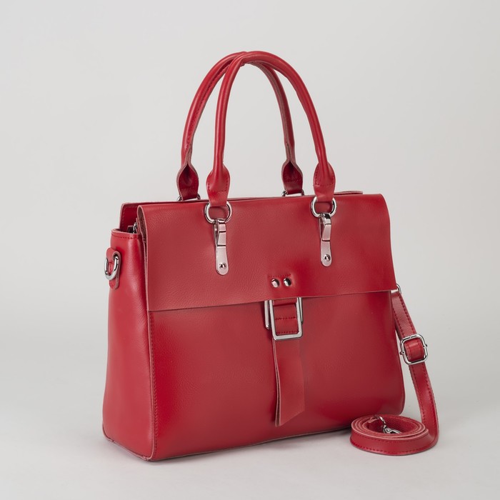 Сумка женская, отдел с перегородкой, наружный карман, длинный ремень, цвет красный