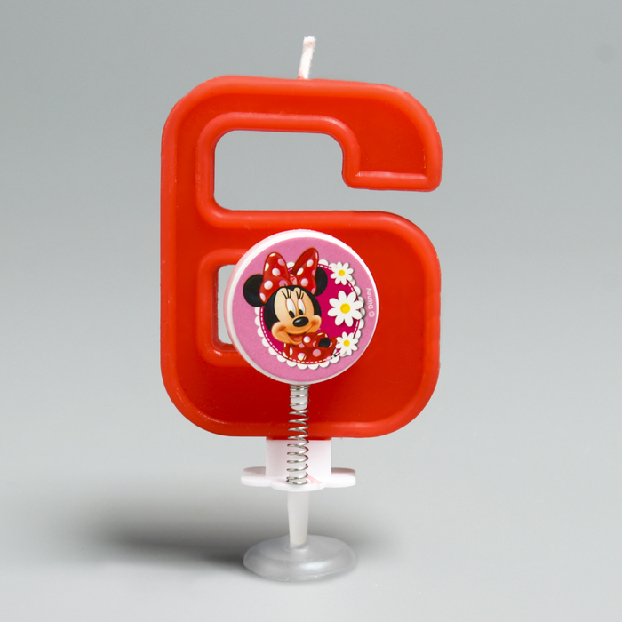 Свеча в торт цифра Дисней "6", Минни Маус