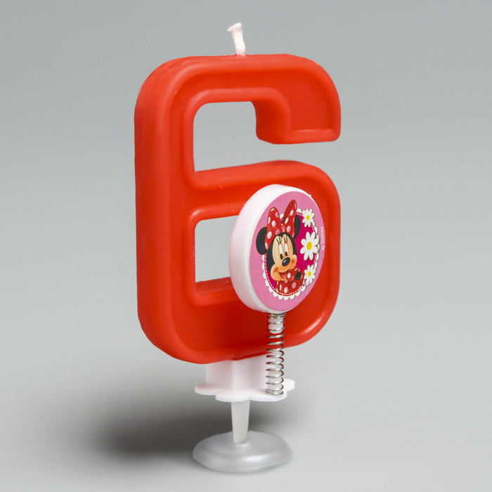 Свеча в торт цифра Дисней "6", Минни Маус
