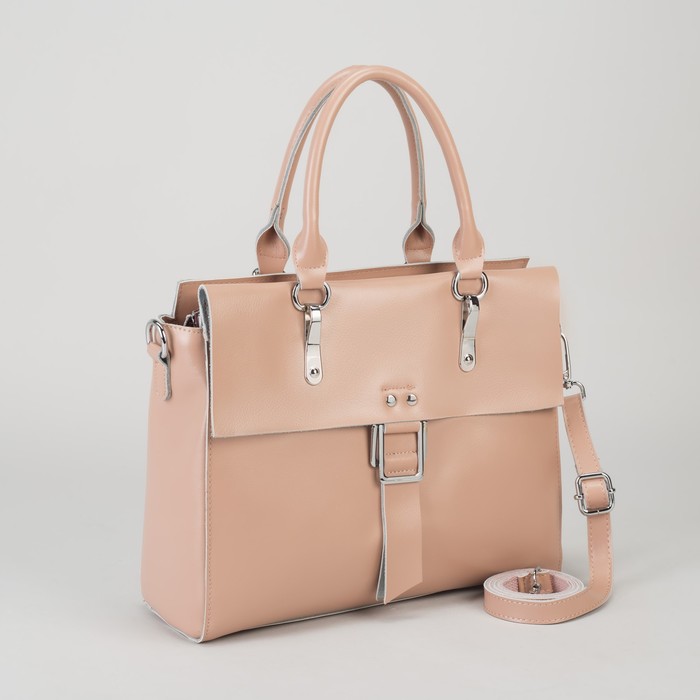 Сумка женская, отдел с перегородкой, наружный карман, длинный ремень, цвет розовый