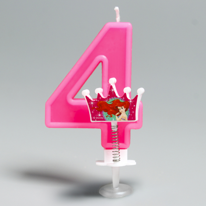 Свеча в торт цифра Дисней "4", Принцессы