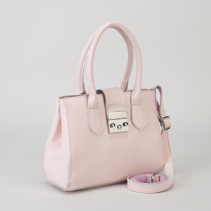 Сумка женская, отдел на молнии, с расширением, наружный карман, длинный ремень, цвет розовый